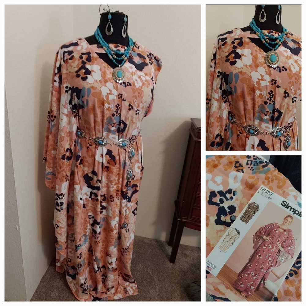 1970s inspired vintage style caftan - hand made soft stretch jersey knit.